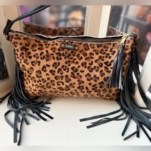 WILD GOOSE Leopard Hair-On-Hide Fringe Bag - Genuine Calf Hair Western Crossbody